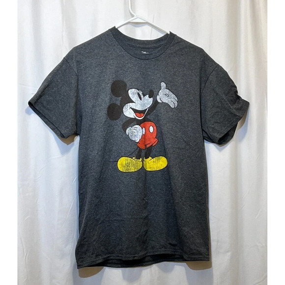 Disney Other - Mickey Mouse Classic Pose Hand in Air Heather Gray T-Shirt Adult Large